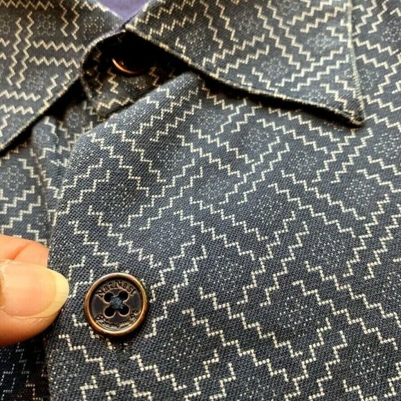 Nat Nast Luxury Originals Shirt Mens XL Silk Blend Geometric Short Sleeve Vented - Picture 5 of 12